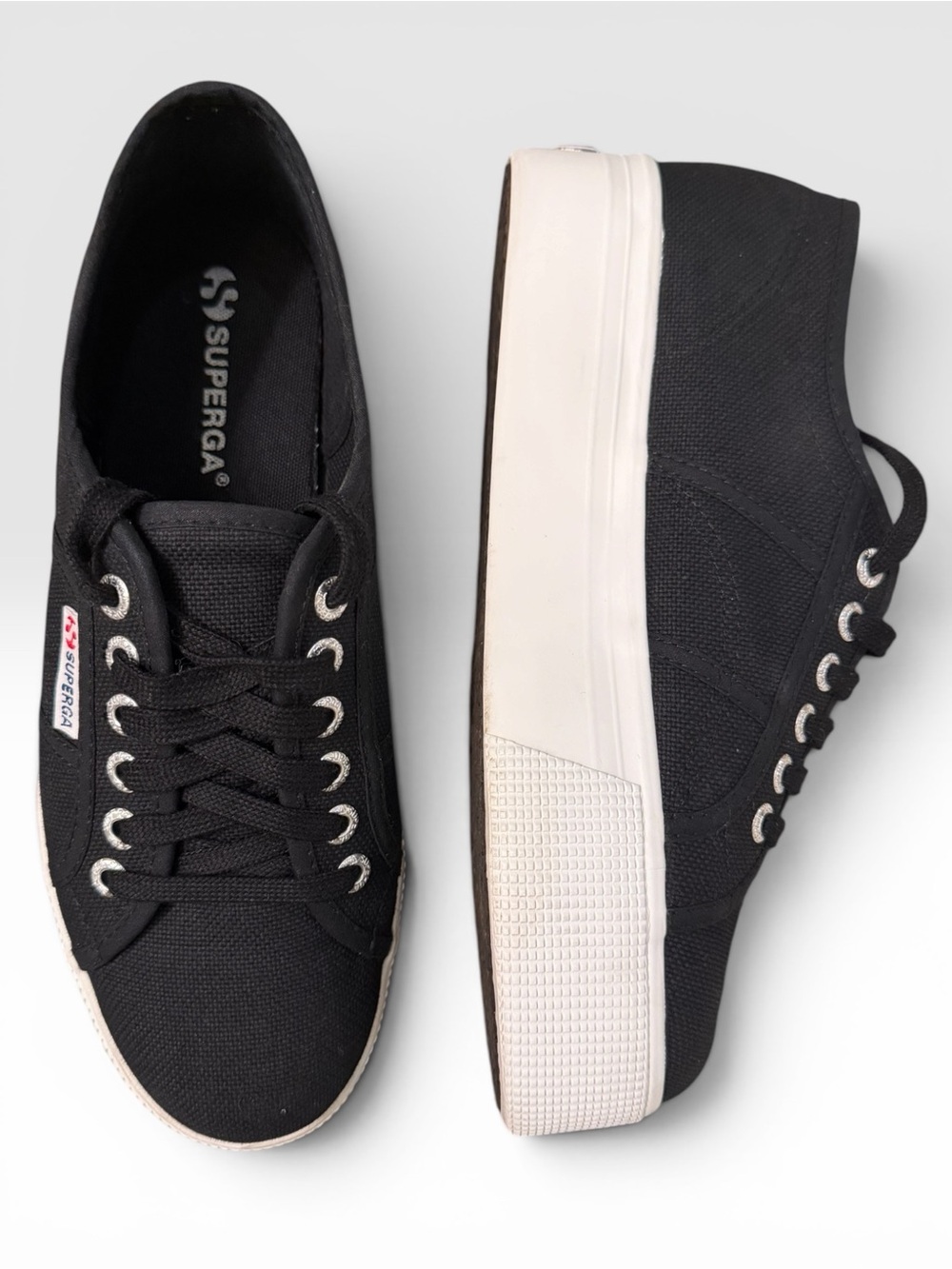Superga 2790 Acotw Platform Sneakers Black Canvas EU 39 US 8